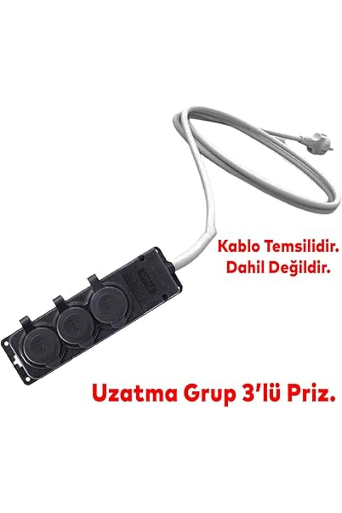 Sağlam Uzatma Monofaze Kauçuklu Bahçe Çoğaltıcı Dış Mekan Korunaklı Priz Kapaklı Siyah Grup 3'lü