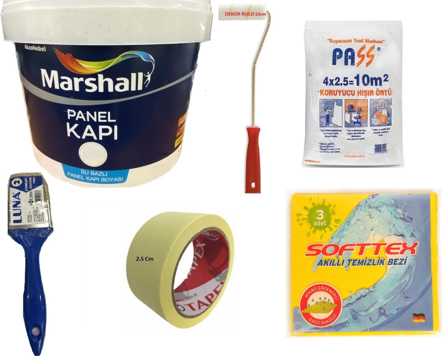 Su Bazlı Amerikan Panel Kapı Boyası Kokusuz 0,75 Lt + Boyama Seti