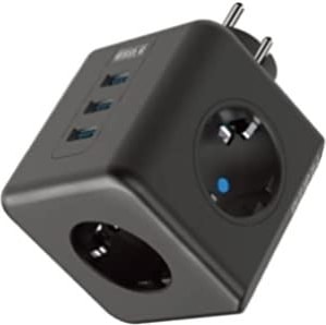 Isıya Dayanıklı Termal, Akım Korumalı 16A 4000W, 3xusb, 2.1 A, 3 Priz, Çocuk Korumalı Çoklu Küp Priz