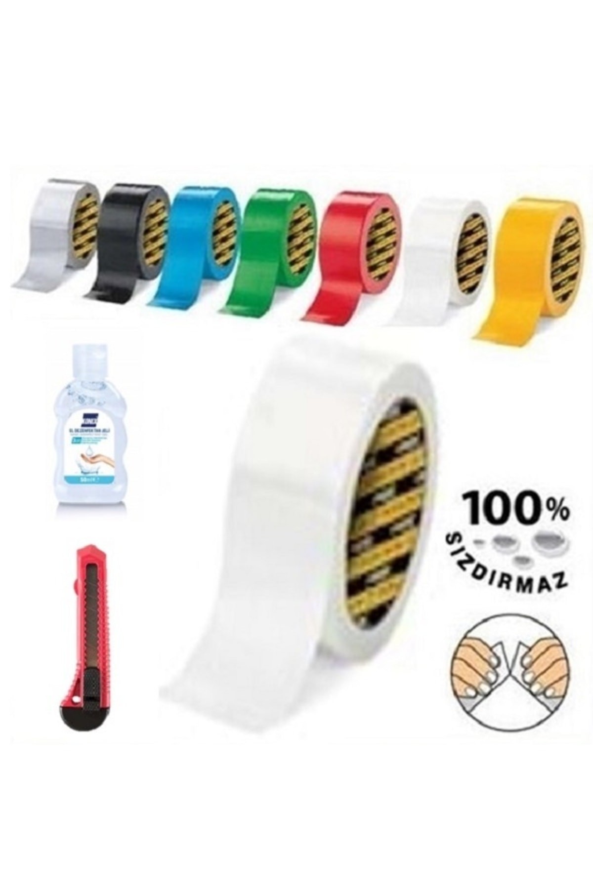 Beyaz Suya Dayanıklı Flex Tape Tamir Bandı Çadır Bant 48 Mm X10 Mt Maket Bıçağı