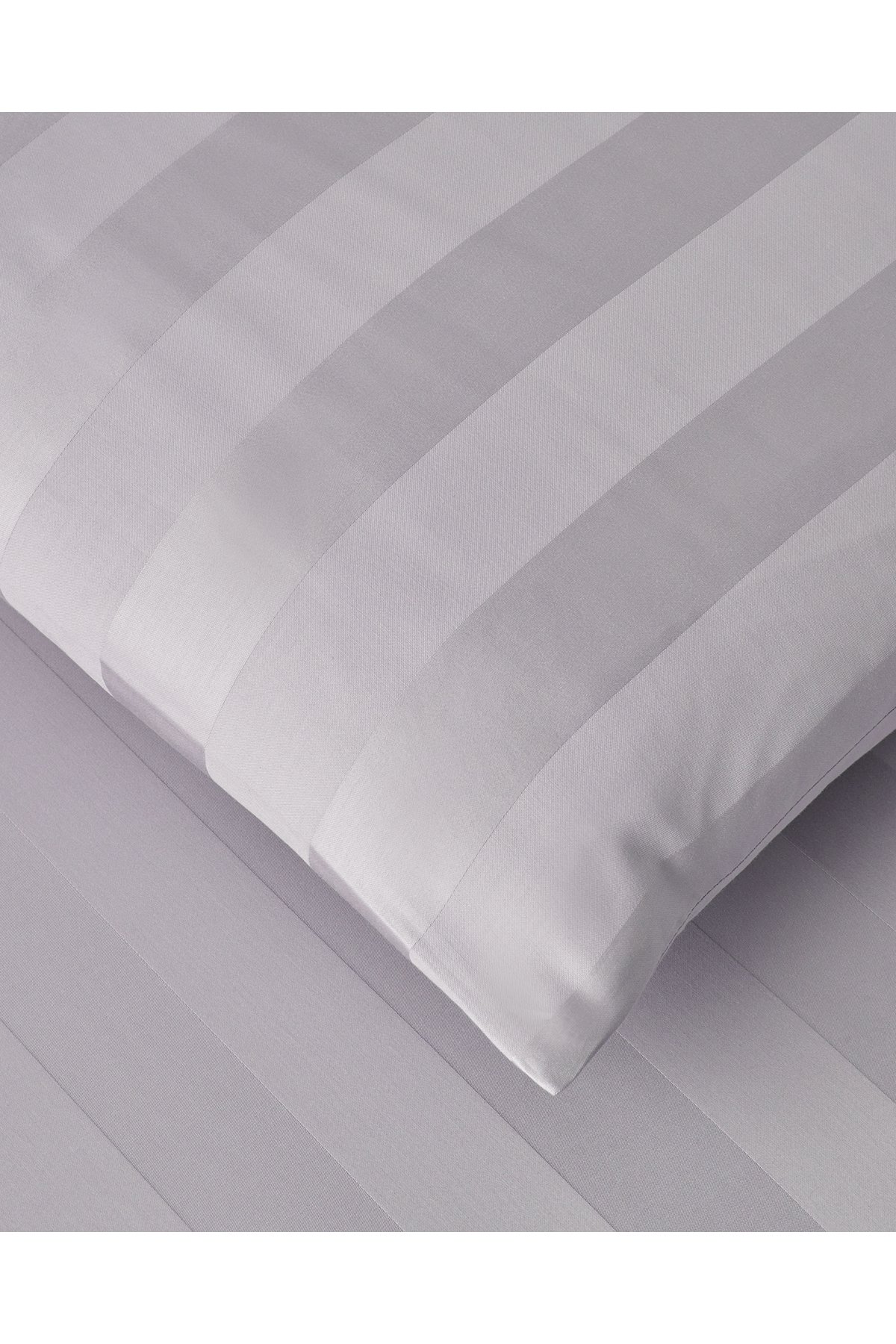 Deluxe Çizgili Pamuk Saten Çift Kişilik Nevresim Takımı 200x220 cm Açık Leylak