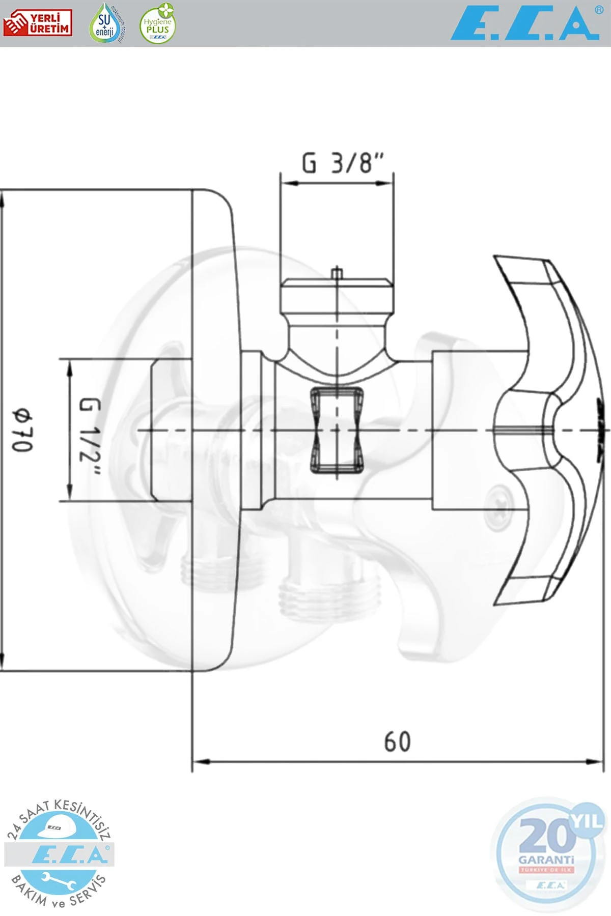 E.c.a Filtreli Ara Musluk Ara Musluk  Taharet Musluk 2 Adet 102111124