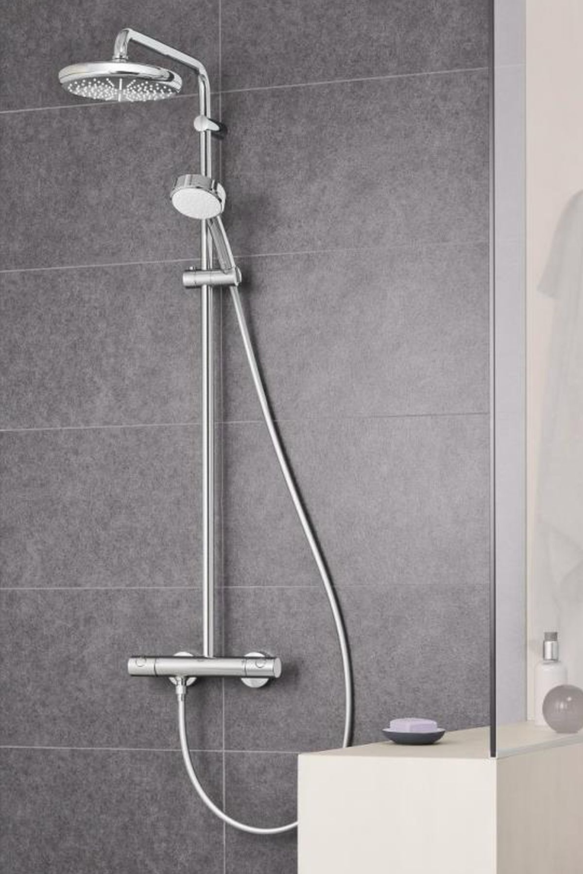 Tempesta System 250 Duvara Monte Duş Sistemi, Yön Değiştiricili, Krom-Beyaz - 26675000