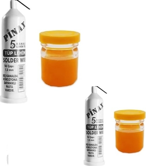 4 Adet  5 Kanallı Lehim Teli 1,2 mm + Lehim Pastası 40 gr