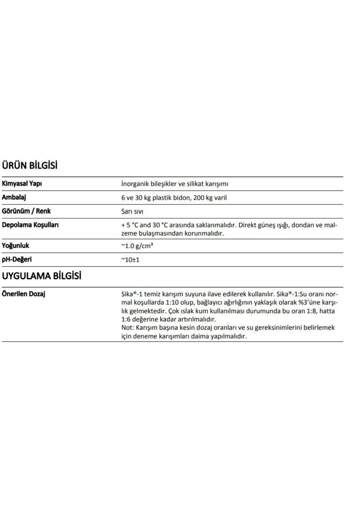 1 ( 30 Litre ) (SU GEÇİRİMSİZLİK KATKISI)