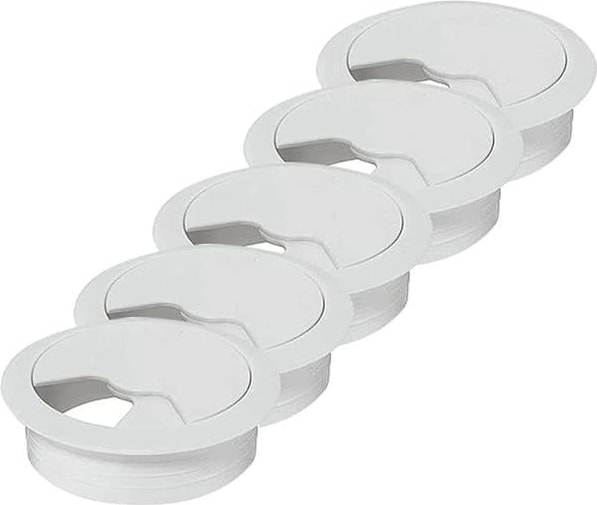 Masa Üstü Kablo Kanalı Deliği Kapağı Beyaz Masa Kapağı 6 cm (5 Adet)
