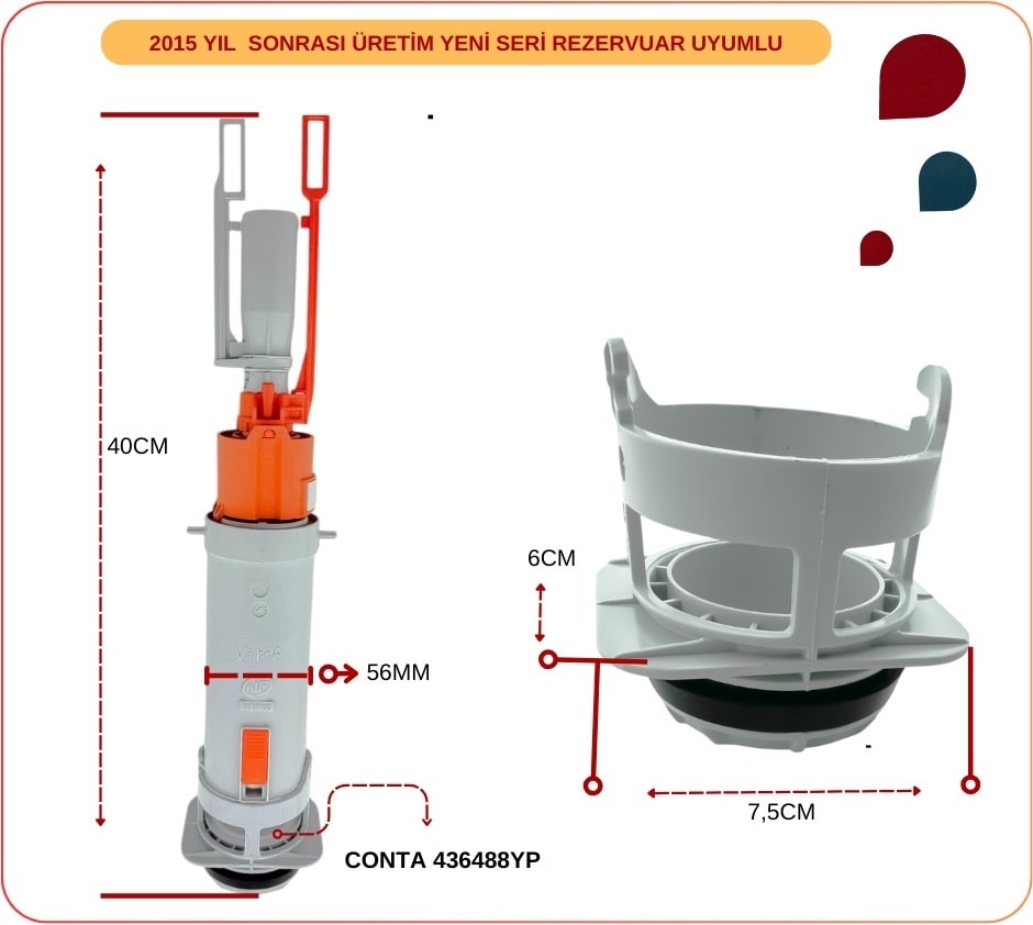436868YP Vitra Boşaltma Gurubu 8 cm Altı Kare