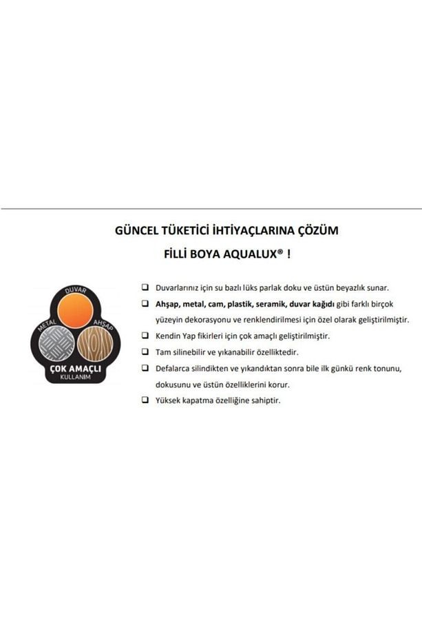 Tüm Yüzeylere Uygun Aqualux Hobi/mobilya Boyası 0.75 L