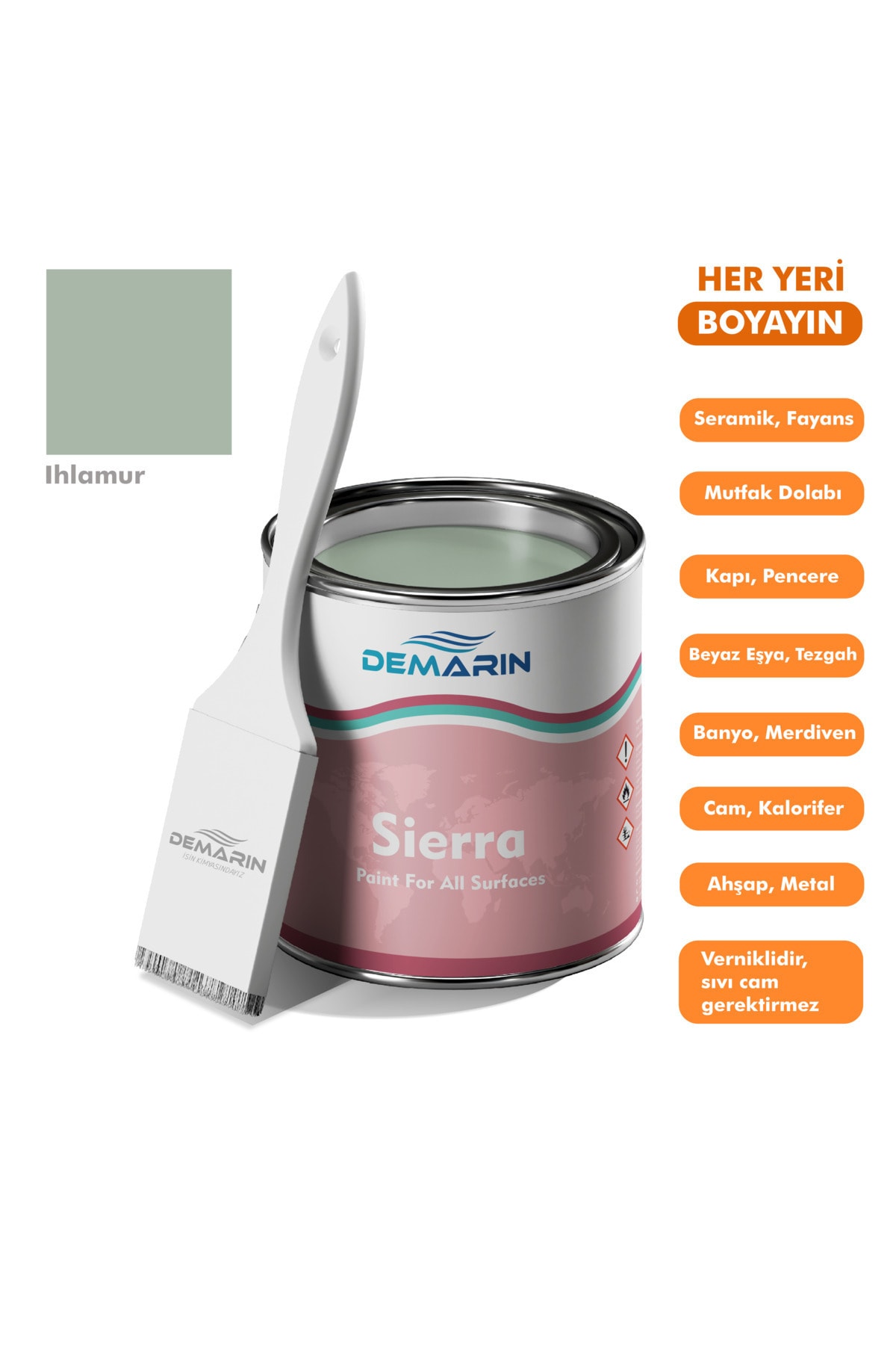Her Şeyi Boyayan Boya Sierra Tek Bileşen Fayans, Tezgah, Seramik, Mobilya, Zemin Boyası 1 Kg
