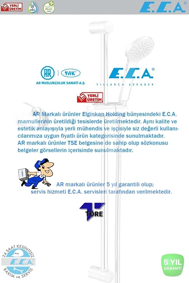 E.c.a Spylos Banyo Duş Başlık Seti Hareketli Banyo Üst Takım 102146071