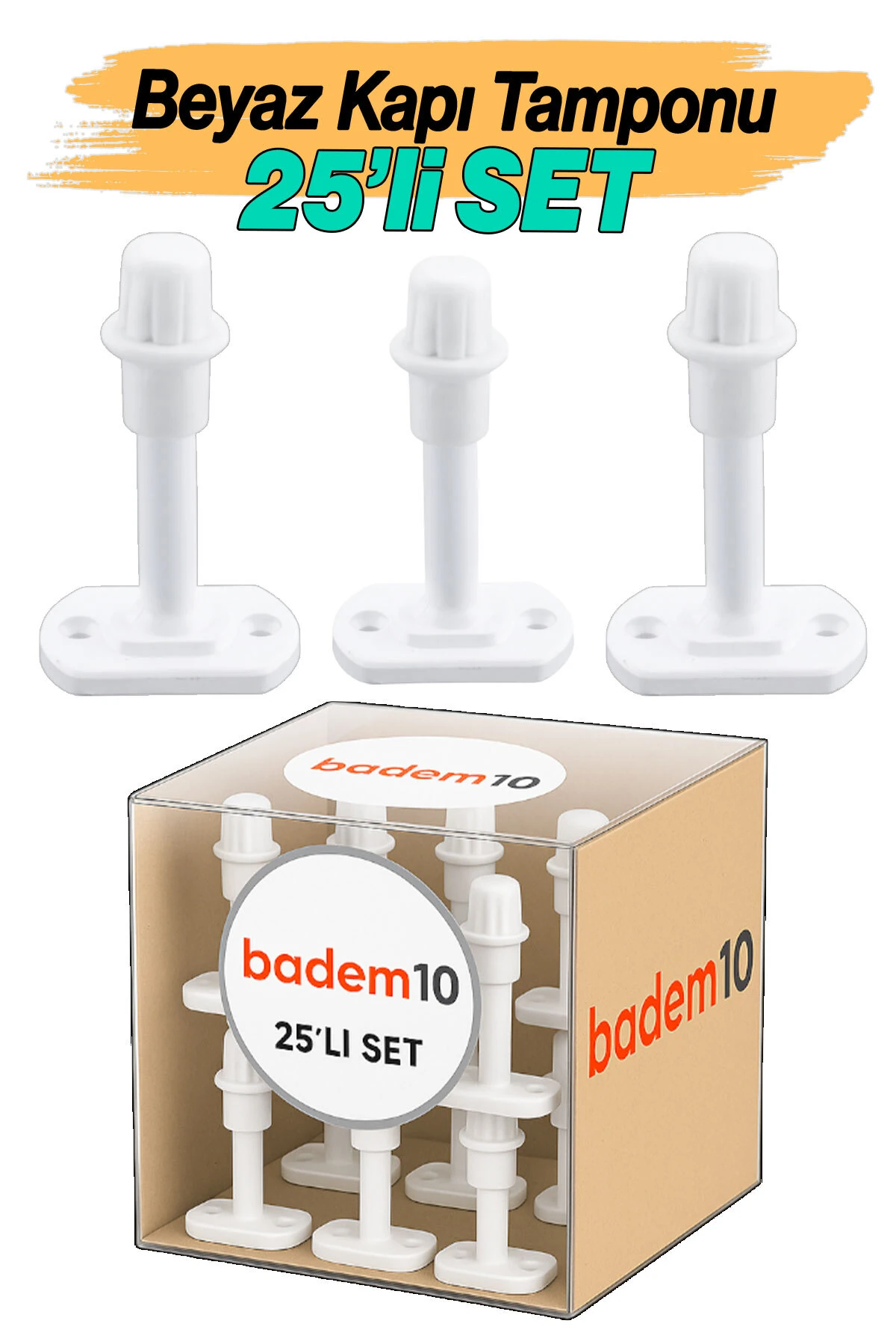 Beyaz 25 ADET Silikon Kapı Pencere Tamponu Kapı Pencere Arkası Vidalı Duvar Boya Koruyucu Stoper