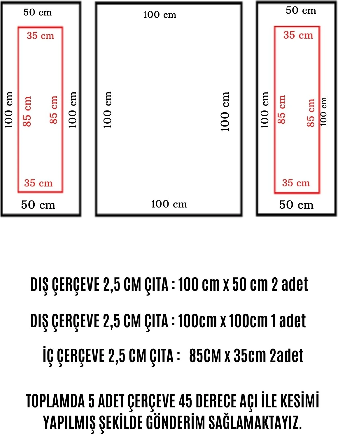 Decozza Dekoratif Boyanabilir Hazır Çerçeve 2.5 cm Çıta(Mastik Hediyeli)