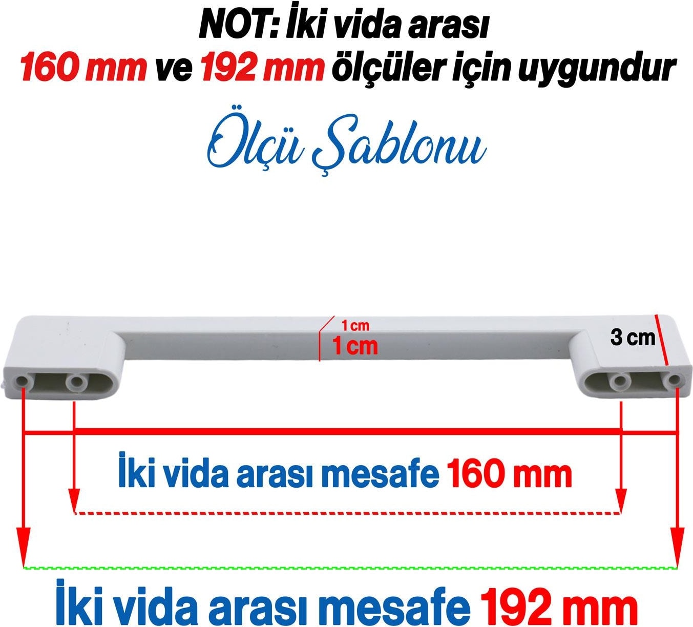 Plastik Kulp Köprü Mobilya Mutfak Dolabı Çekmece Dolap Kulpları Kapak Kulpu Kulbu Beyaz 160 mm