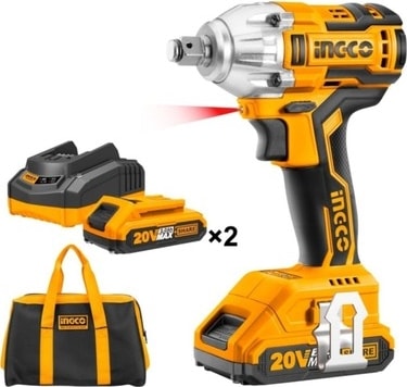 İngco 20V Lithium-Ion Somun Sökme 300NM Kömürsüz Motor 2 Bataryalı CIWLI2001