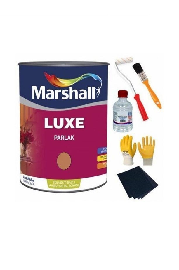 Luxe Parlak Solvent Bazlı Ahşap Ve Metal Boya Yağlı Boya 2.5 lt Açık Kahve+boya Takımı