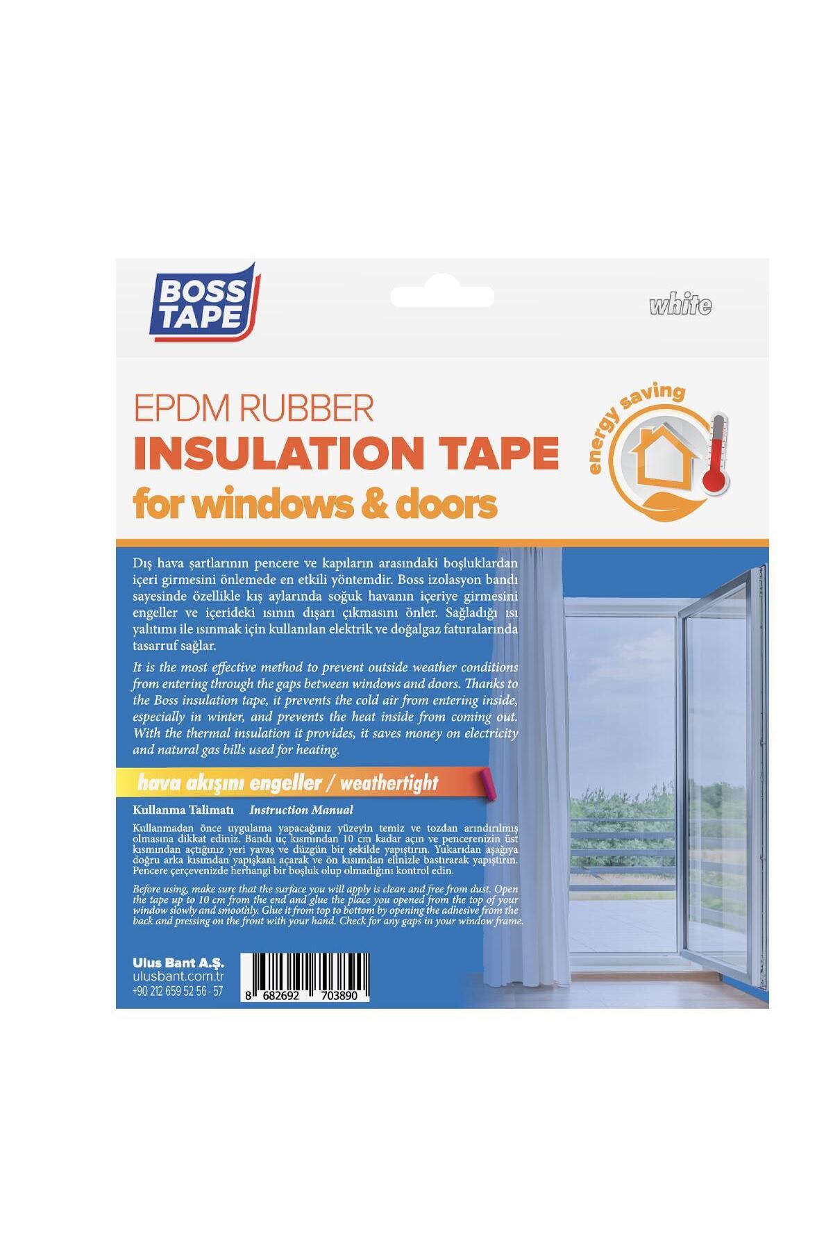Pencere Kapı Rüzgar Isı Kaybı Engelleyici İzolasyon Bandı 5 Metre Kauçuk Beyaz En:15mm Yükseklik:5mm