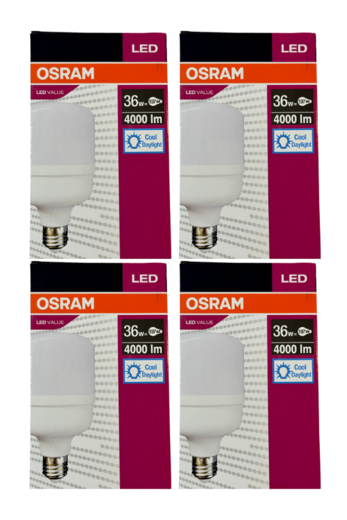 36W (197W) 6500K (Beyaz Işık) E27 Duylu Led Torch Ampul (4 Adet)