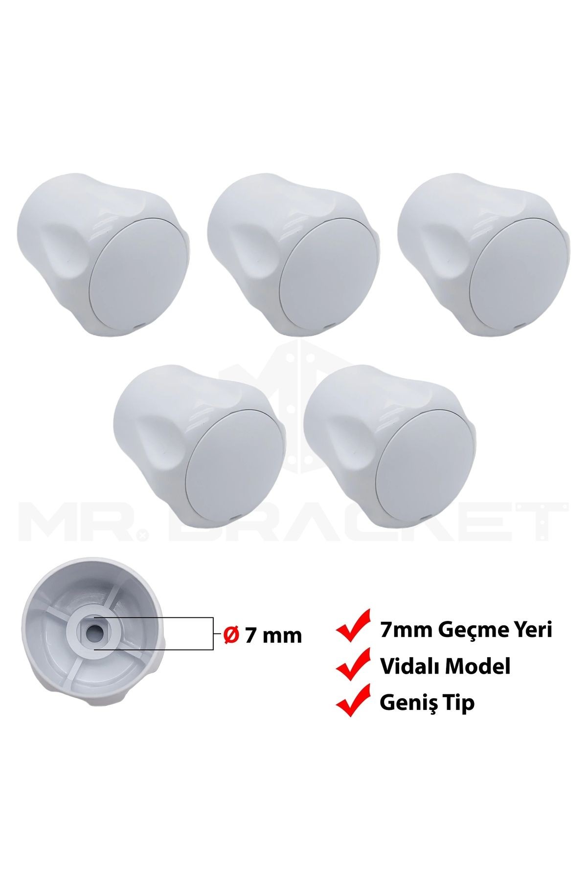 Vidalı 7 Mm - 5 Ad. Radyatör Vanası Başlığı - Geniş Tip Petek Vana Kapağı - Petek Musluk Kafası
