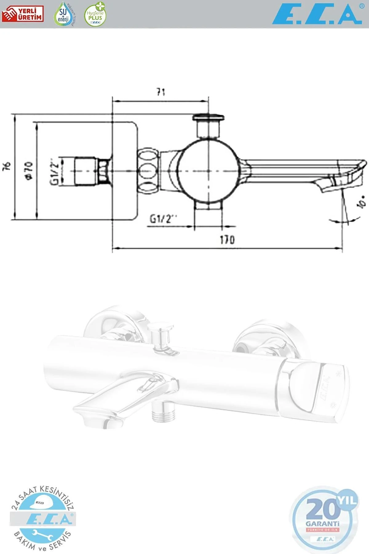 E.c.a Myra Banyo Duş Bataryası Banyo Bataryası 102102470h
