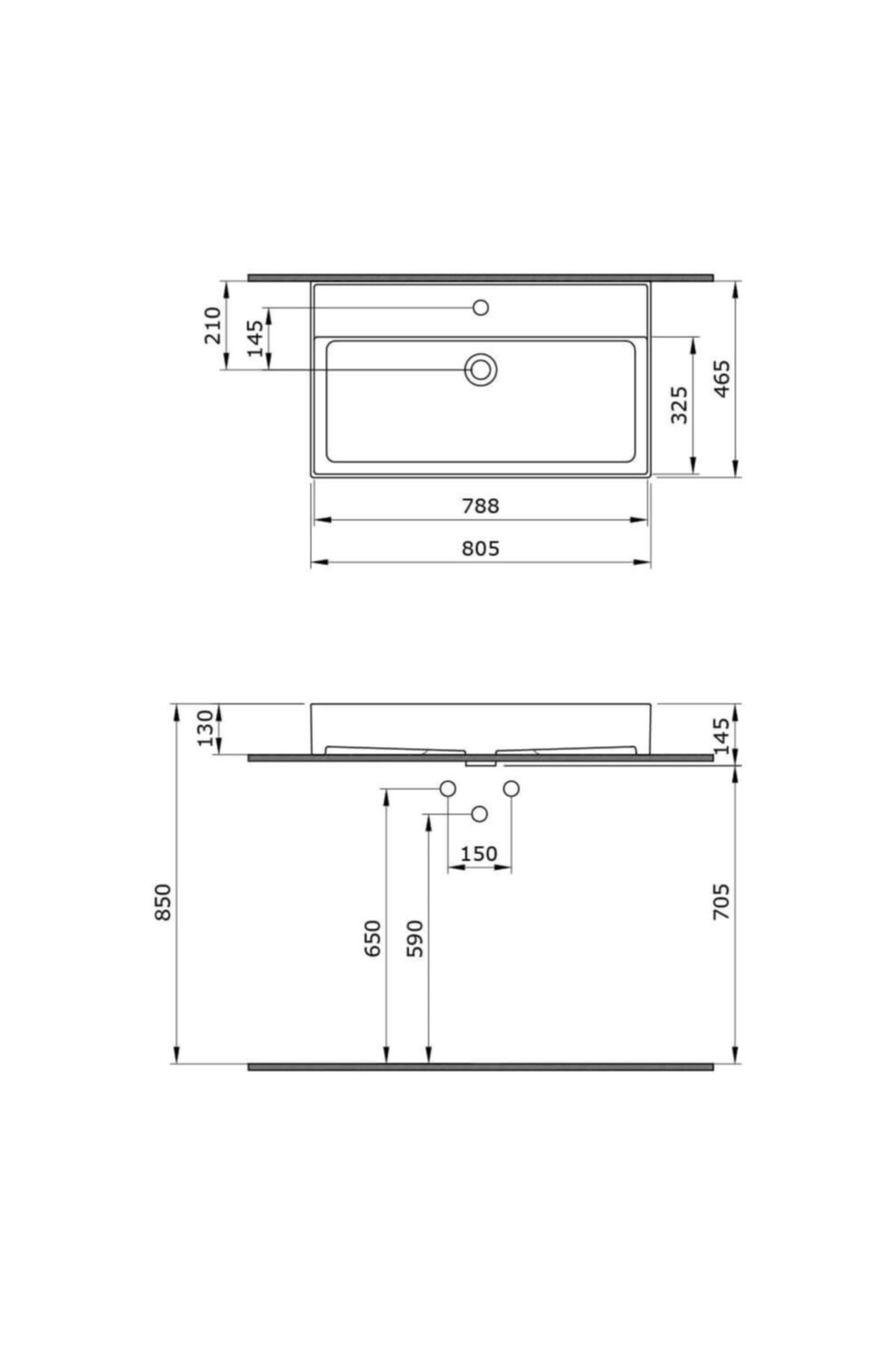 Bocchı Milano Lavabo 80 Cm Parlak Beyaz, Tezgahüstü, Çanak