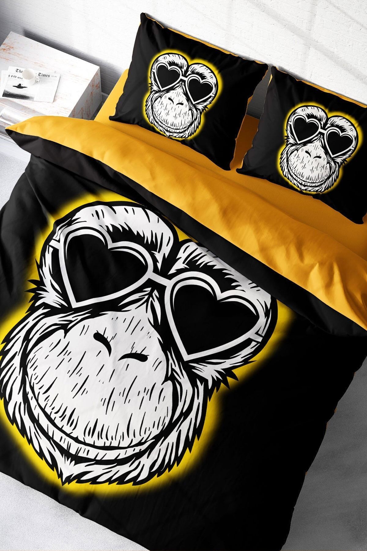 Monkey 3d Pamuk Saten Çift Kişilik Nevresim Takımı