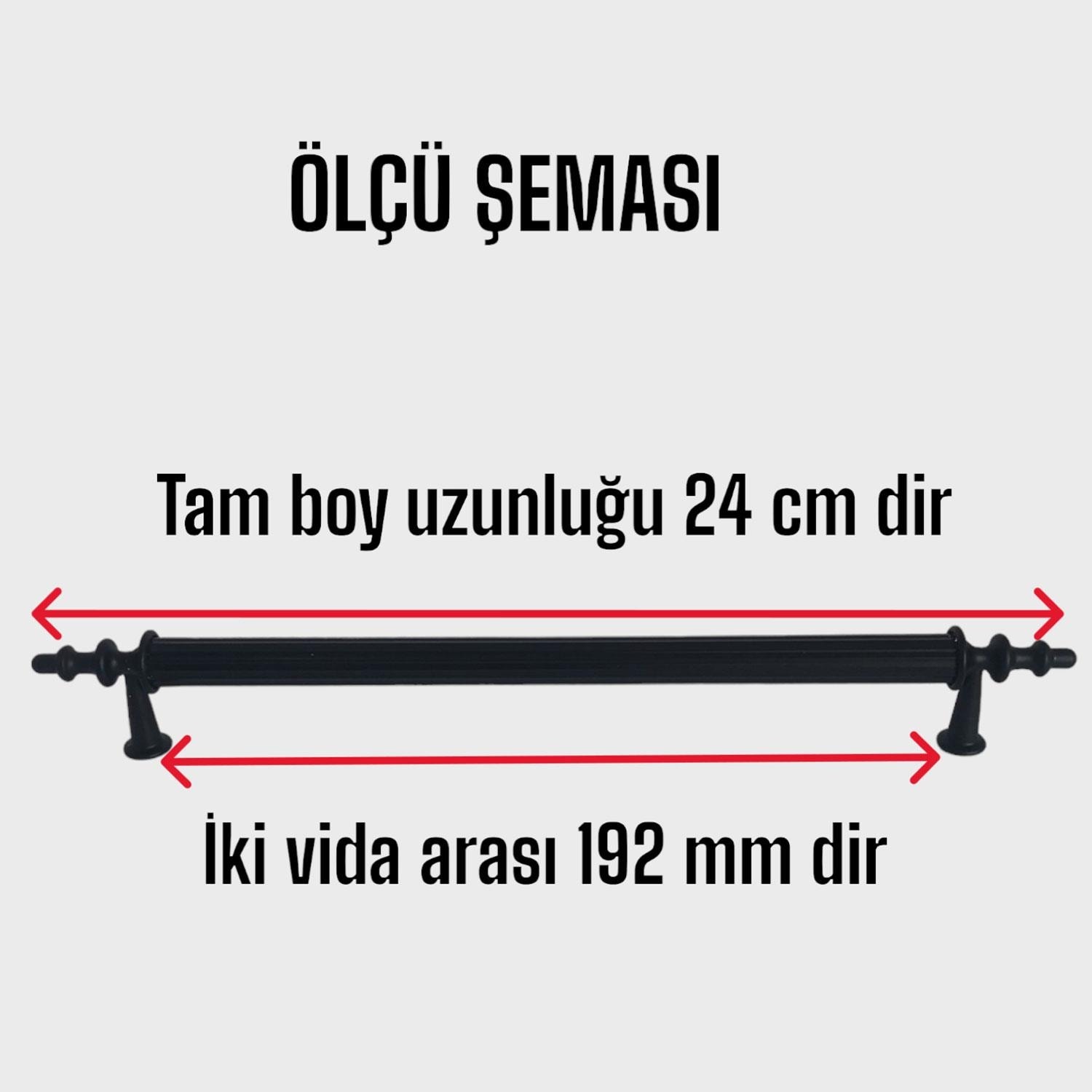 12 Adet Erciyes Kulp Siyah 192 mm Kulp Mobilya Mutfak Dolabı Çekmece Dolap Kapak Kulpu Kulbu Metal Kulpları