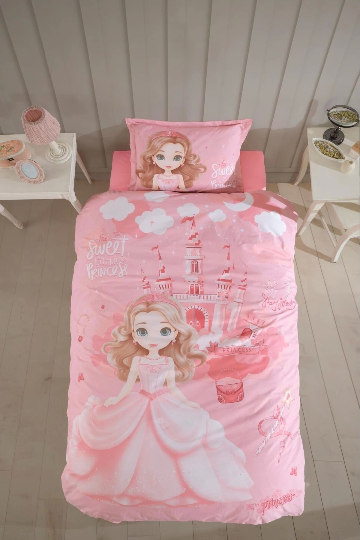 Tek Kişilik Ranforce Nevresim Takımı Sweet Princess V1 Pudra