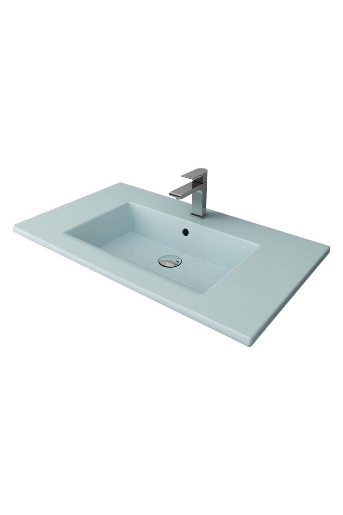 Milano Etajerli Lavabo 100 Cm Mat Buz Mavi 1105-029-0126