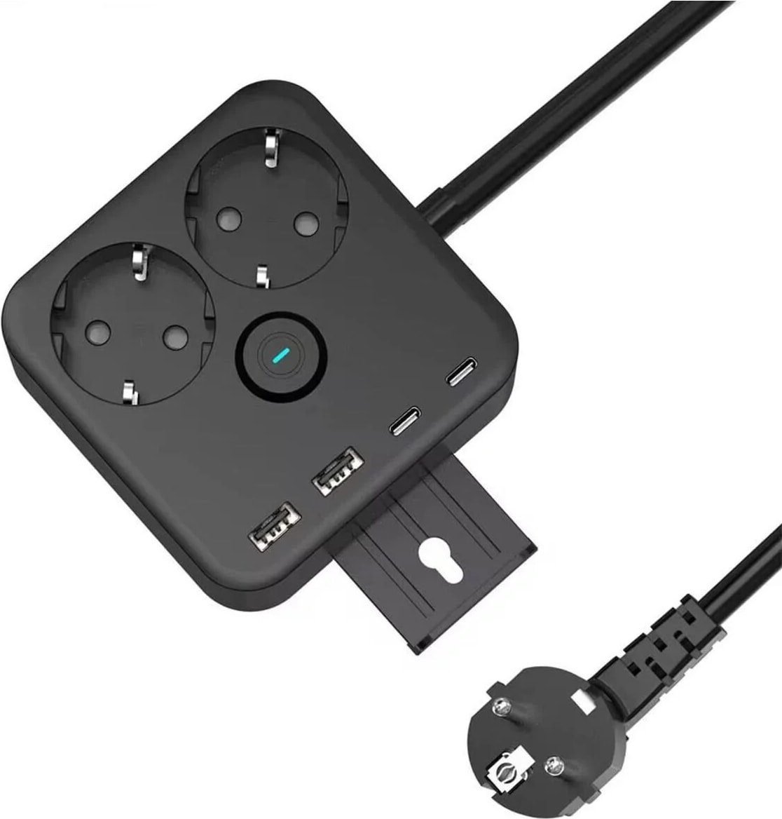 Akım Korumalı Priz 2x USB 2x Type-C Akım Korumalı 2'li Priz 1.4 mt Duvar Askılı Standlı Grup Priz