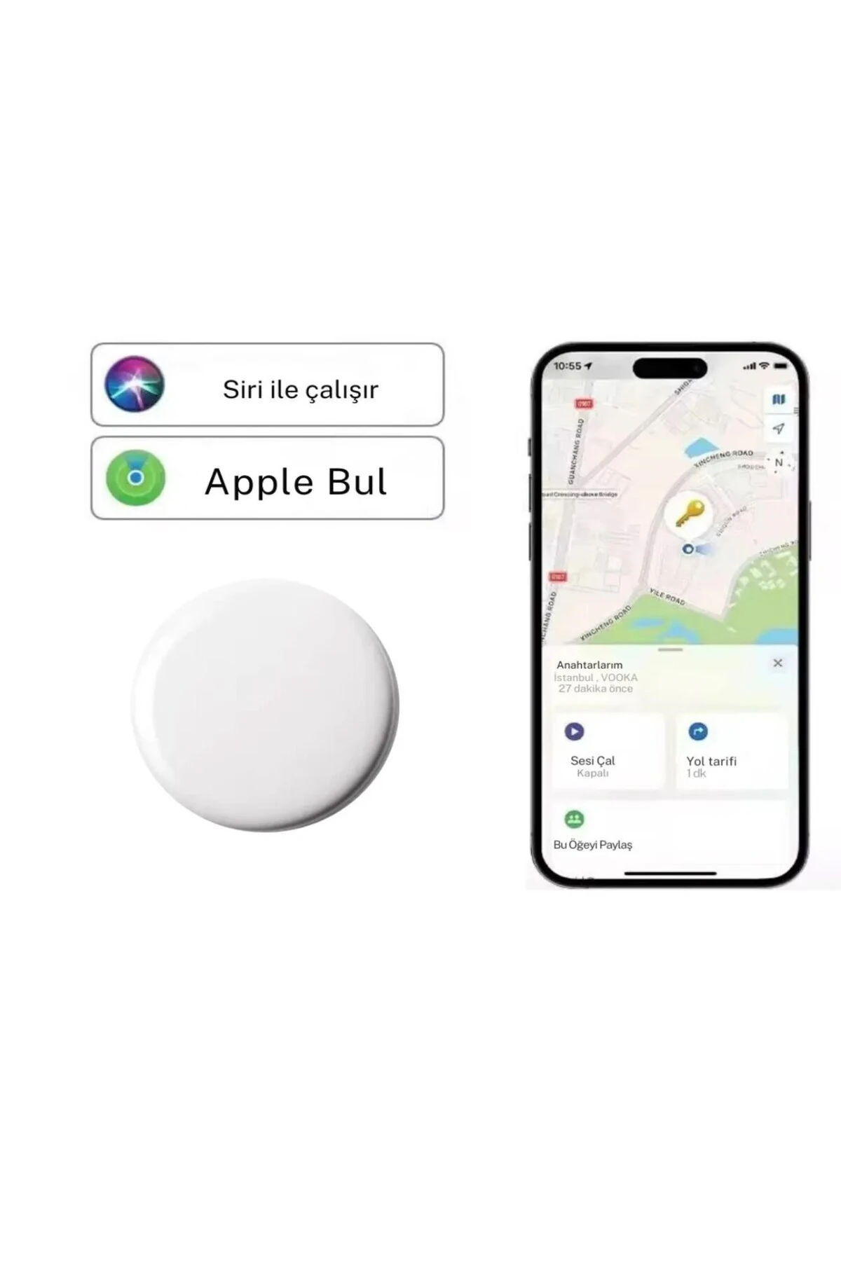 Akıllı Takip Cihazı Anahtarlık Airtag Gps İOS Bul Uygulama Taşınabilir Eşya Takip Cihazı