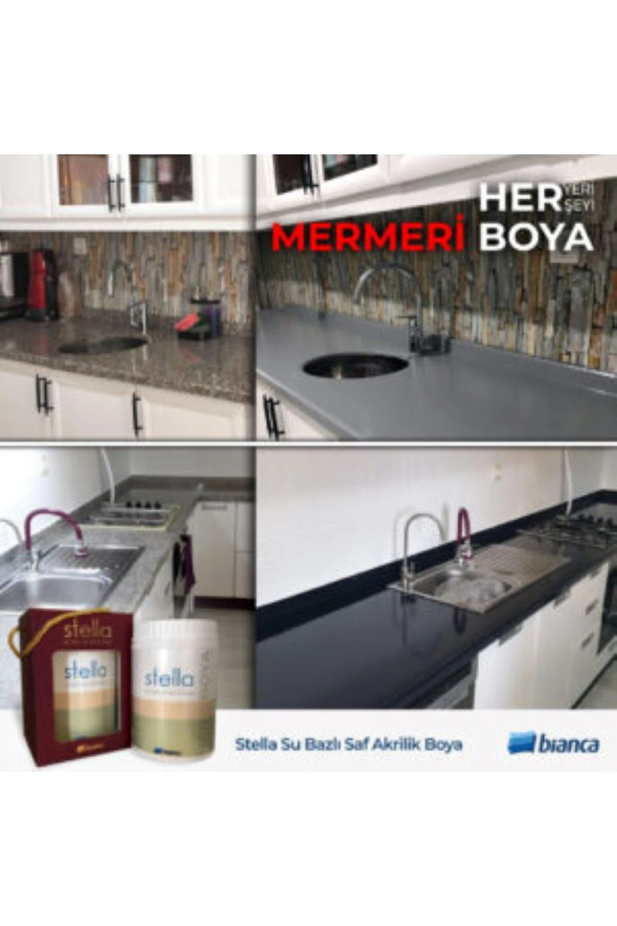 BİANCA STELLA SU BAZLI SAF AKRİLİK YENİ NESİL DÖNÜŞÜM BOYASI 1 lt RAL-9003