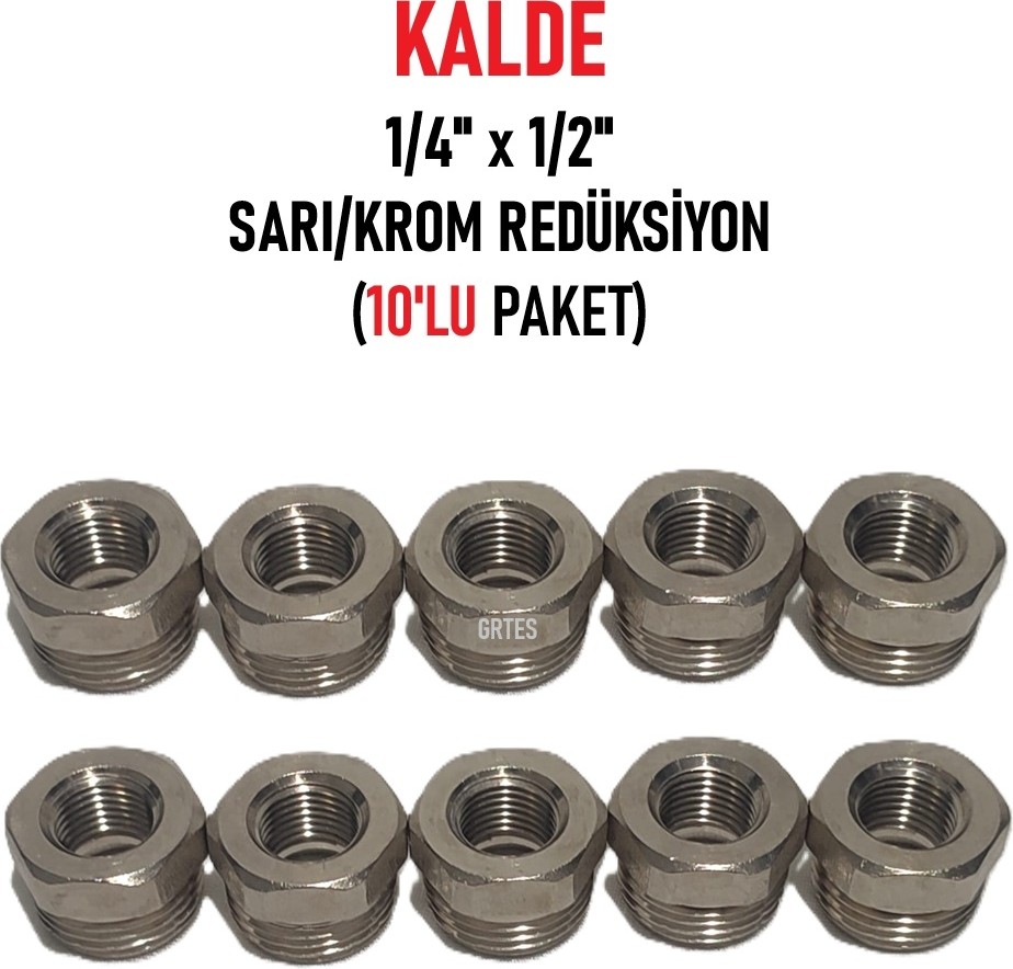 (10'lu Paket) 1/4" x 1/2" Sarı/krom Redüksiyon - Brass Reduction