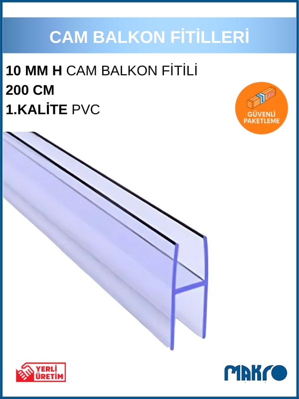 10 x 12 mm Büyük H Cam Balkon Şeffaf Fitil 200 cm