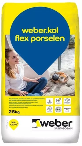 Weber Kol Flex Porselen Seramik Yapıştırıcısı Gri 25 KG