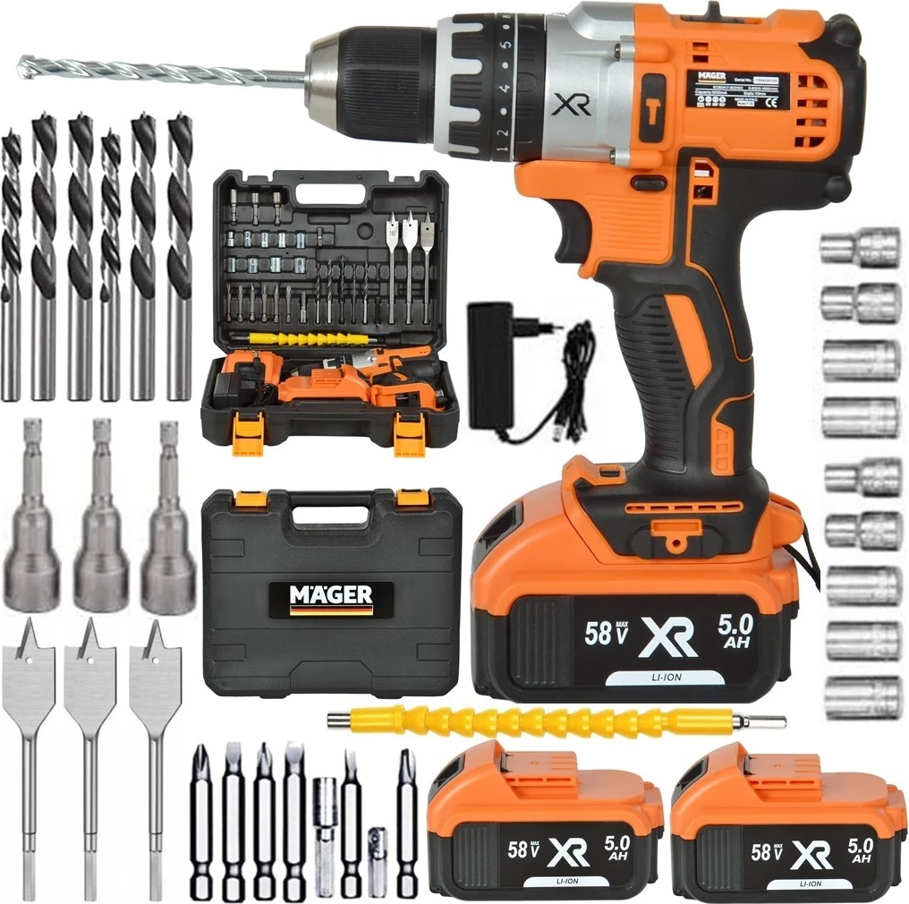 Germany Thechnology Xr 58 Watt 5 Ah Darbeli Çift Akülü Şarjlı Vidalama Matkap