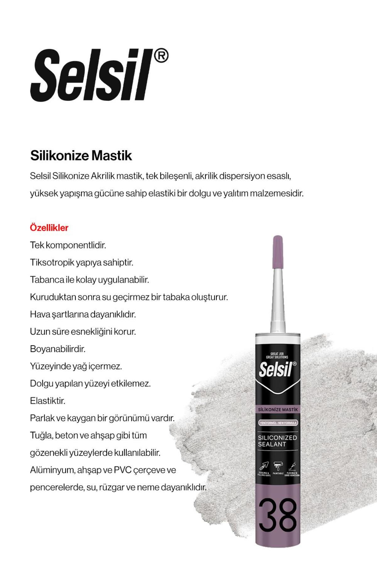 SELSİL 3'lü Silikonize Mastik, 500 gr, Beyaz ve rosie pamuk