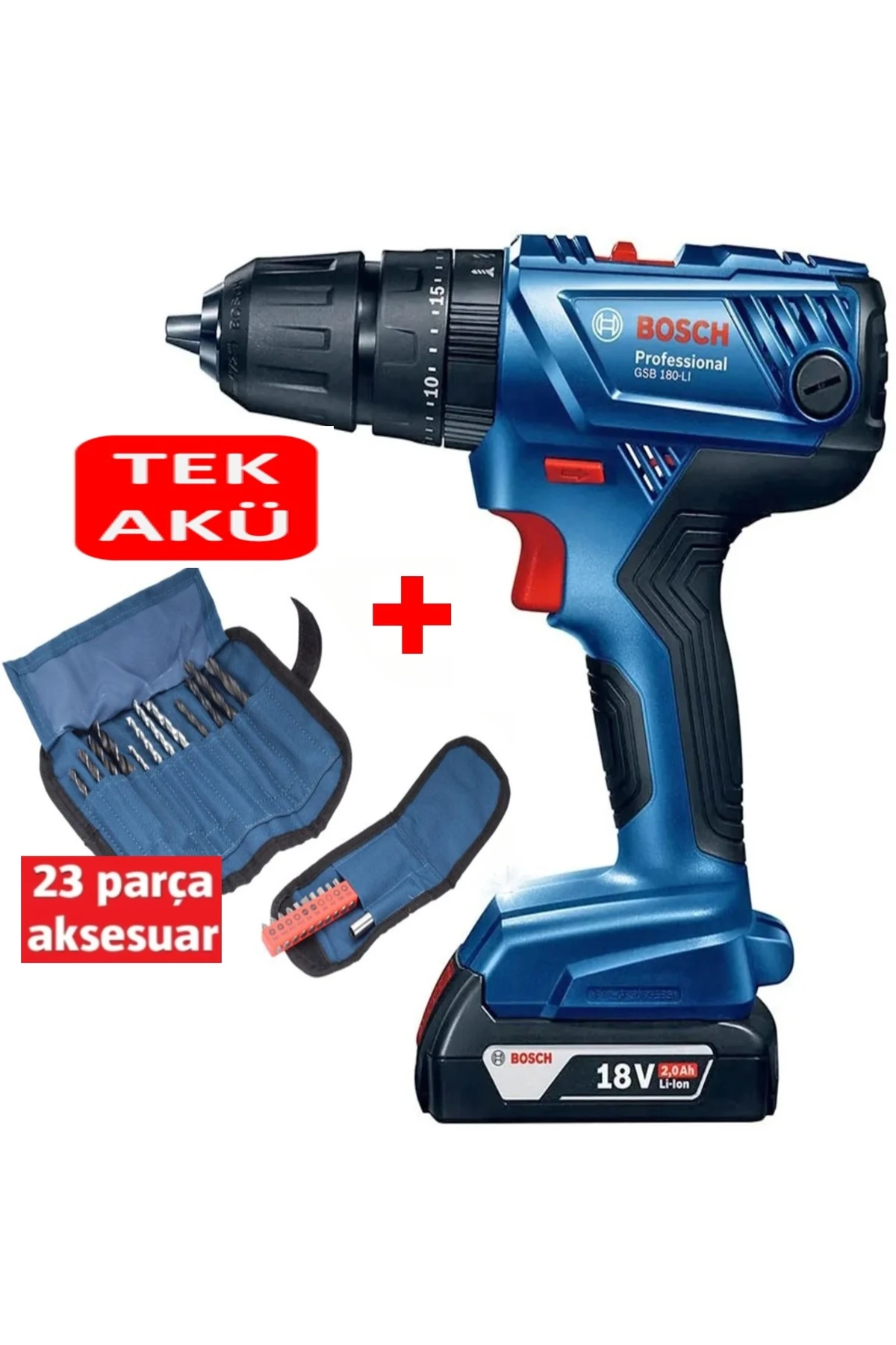 Darbeli Matkap Şarjlı Matkap (Tek Akülü) Akülü Vidalama +  23 Parça Delme ve Vidalama Ucu