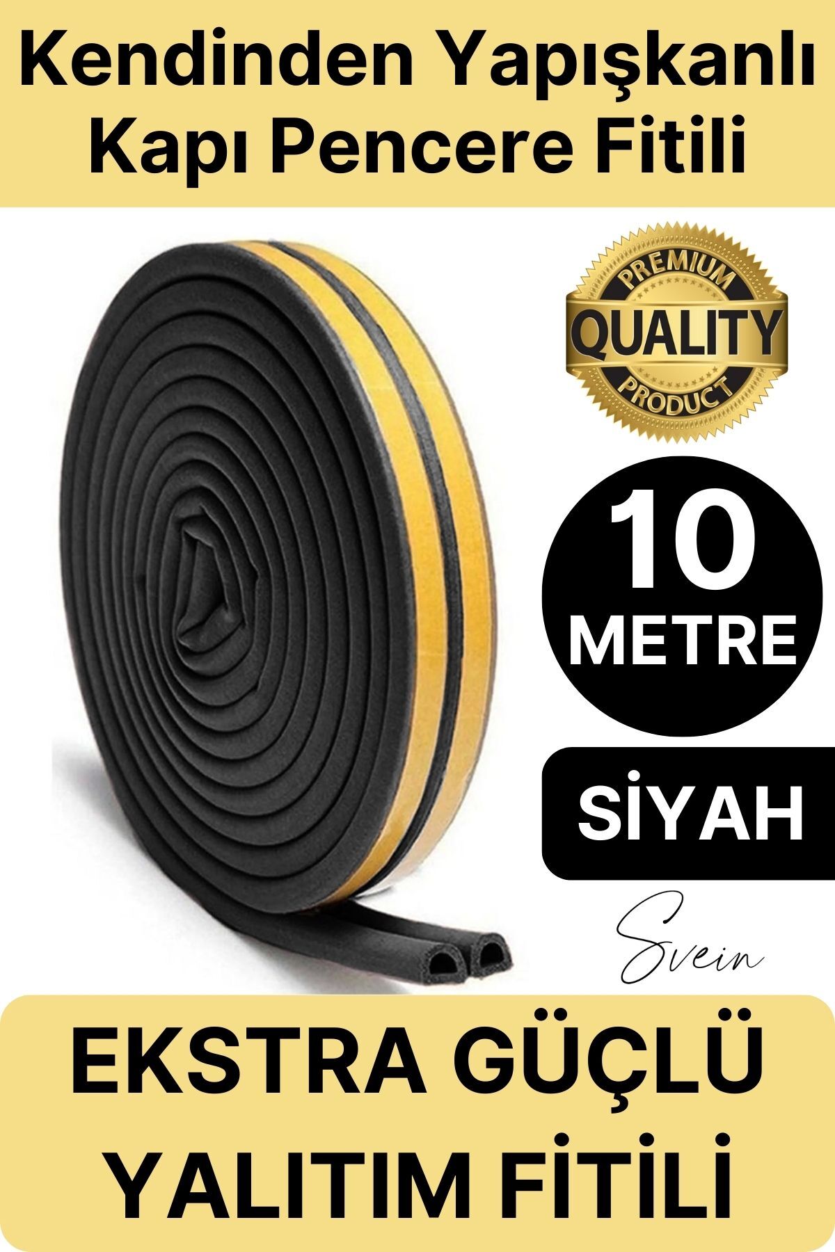OZKUVVET Premium Kapı Pencere Soğuk Toz Sızdırmaz İzolasyon Fitili Kendinden Yapışkanlı Isı Yalıtım 2x5=10 mt