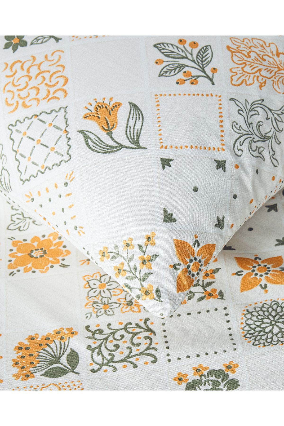 Vintage Argyle Pamuklu King Size Nevresim Seti Yeşil-sarı 240x220