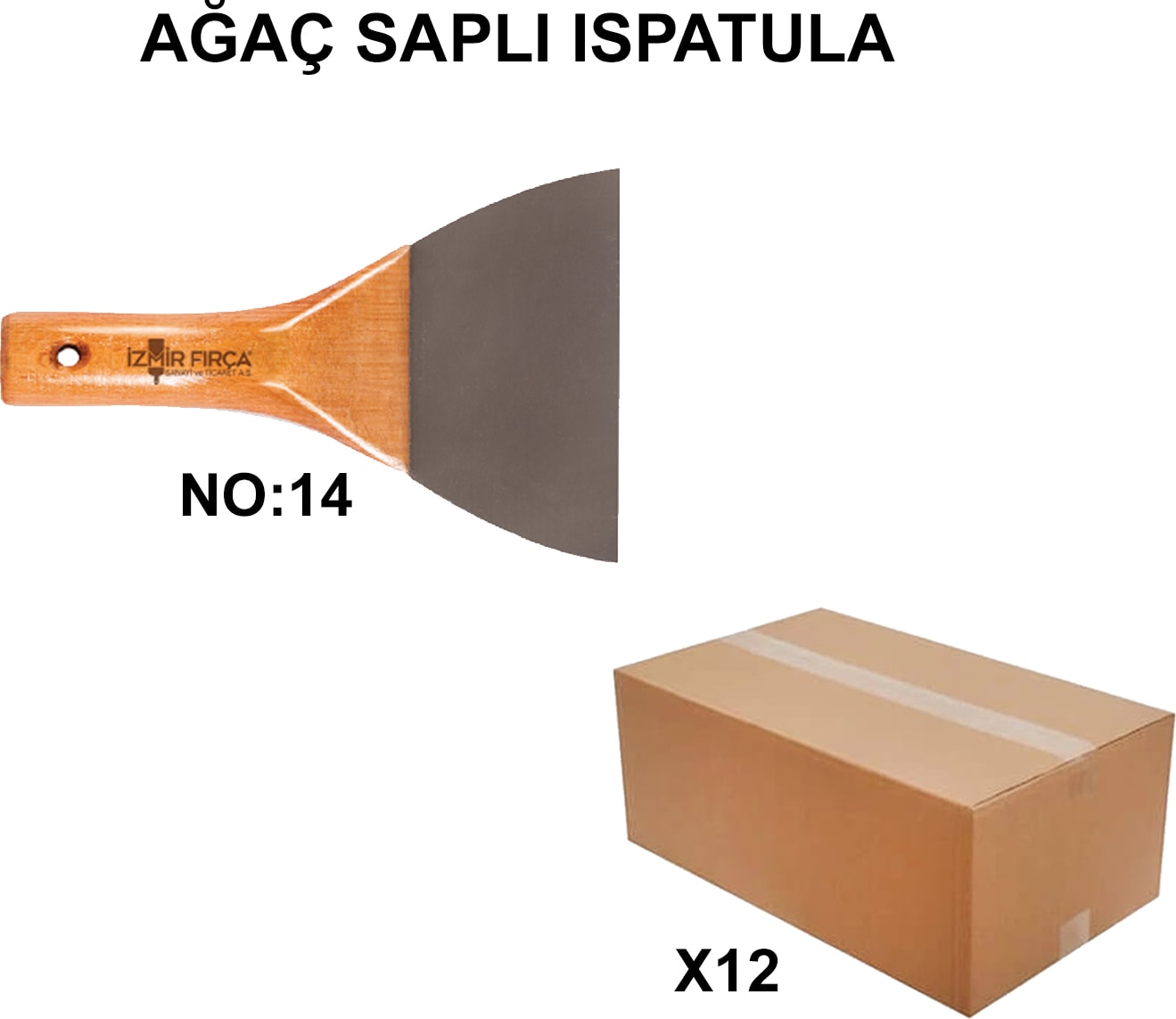 İZMİR FIRÇA Izmir Fırça Arge Toptan Ağaç Saplı Ispatula No:14 - 12 Adet 006829