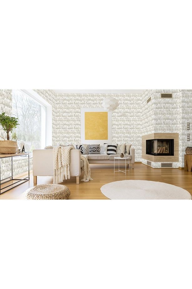 Tropicano Modern Kuş Tüyü Desenli Duvar Kağıdı 9913-2, Bej | Ce, Iso 9001, Iso 10002, Iso 14001