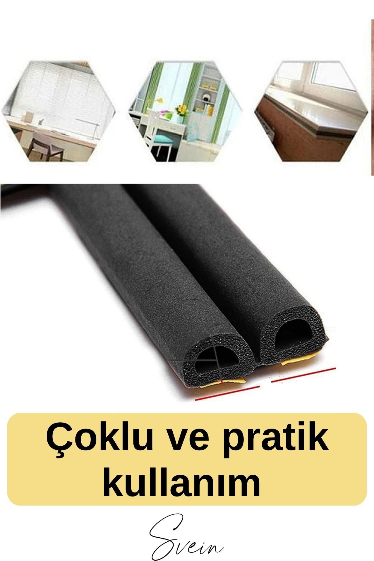 OZKUVVET Premium Kapı Pencere Soğuk Toz Sızdırmaz İzolasyon Fitili Kendinden Yapışkanlı Isı Yalıtım 2x5=10 mt