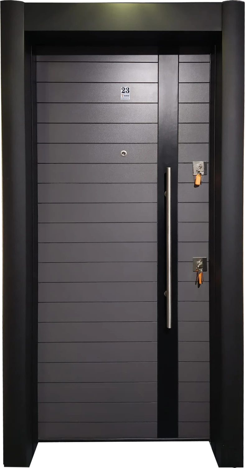 Siyah Statik Kasalı Antrasit Düz Model Daire Kapısı, Çelik Kapı, Villa Kapısı