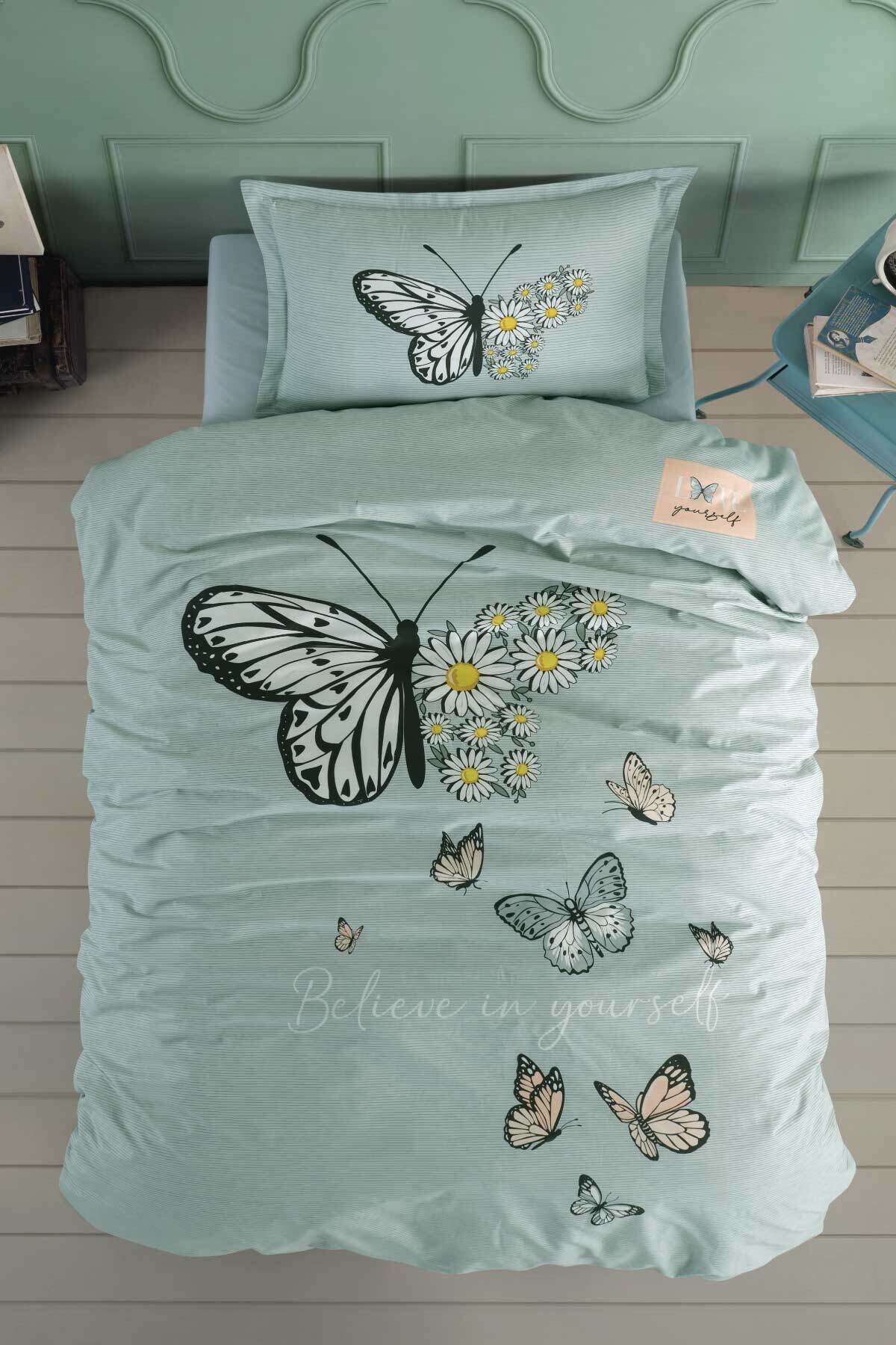 Genç Ranforce Tek Kişilik Nevresim Takımı Daisy Love V1 Mint