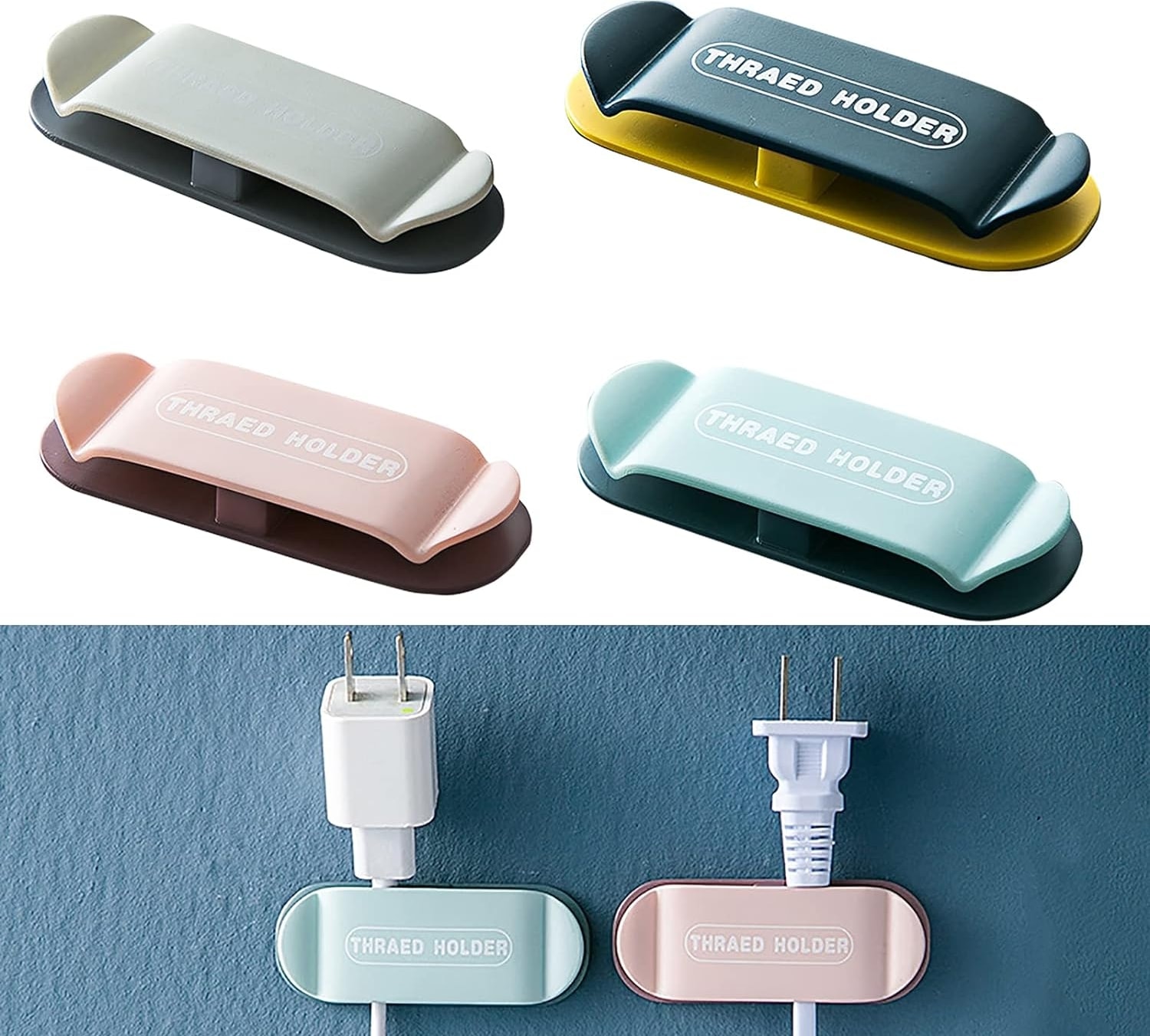 Kablo Düzenleyici 4 Adet Kablo Sarma Aparatı Yapışkanlı Kablo Bağı Fiş Tutucu