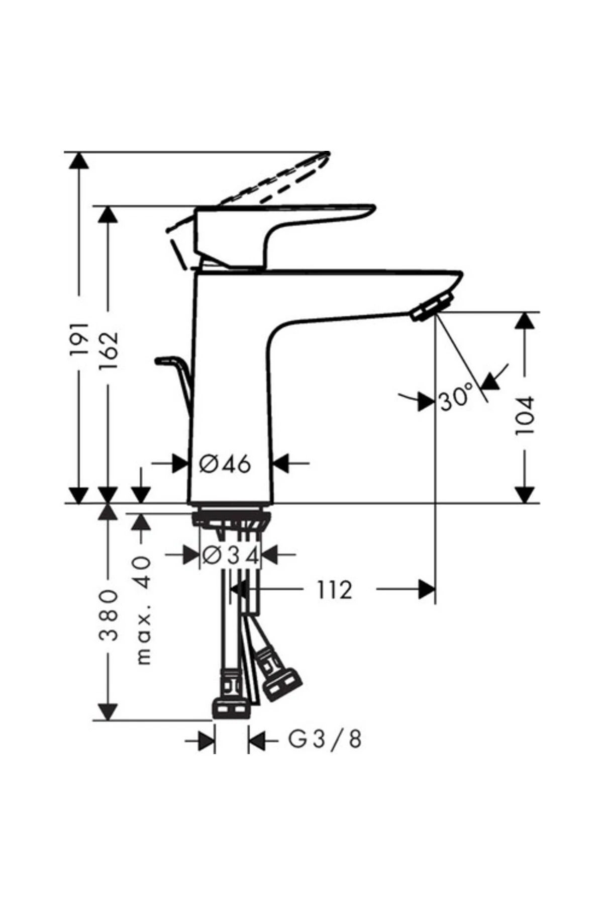 Talis E 110 Satin Beyaz Lavabo Bataryası 71710700