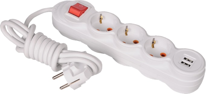 Belek Çocuk Korumalı USB'li 2 m 3'lü Priz