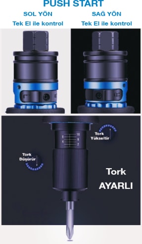 ET-3165 6mm. 300 Rpm Shut-Off Düz Havalı Tornavida