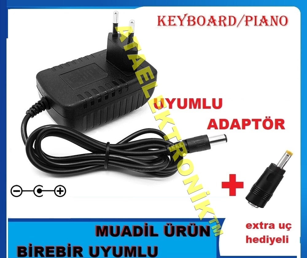 Casio CTK-3500 Uyumlu Org Ork Adaptörü Muadil ( 9.5V Ile Uyumlu ) 9 Volt 2 Amper Extra Jaklı CT-S100 CT-S200 CT-S300 CT-X700 CT-X800 CTK-1100 CTK-1150 CTK-1200 CTK-1250 CTK-1300 CTK-1500 CTK-1550