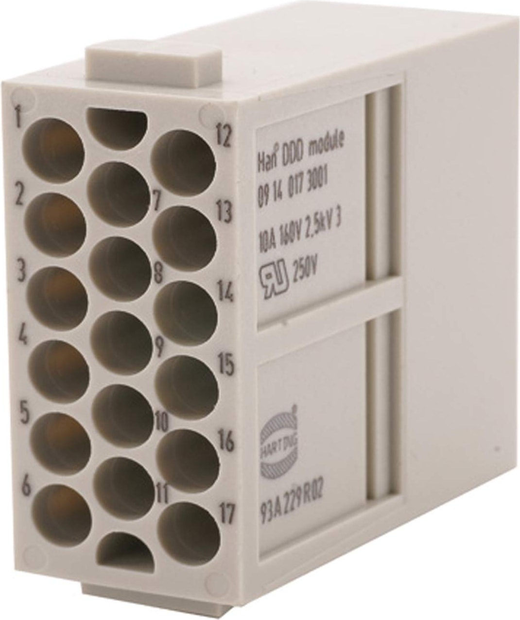 09140173001 -  Han-Modular Serisi Modül, 17 Kontaklı, 3 Sıralı, Erkek